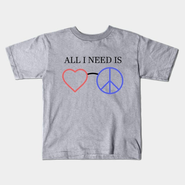 Love and Peace Kids T-Shirt by davidisnoartist